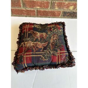 Tapestry bird dog throw pillow 13x12”